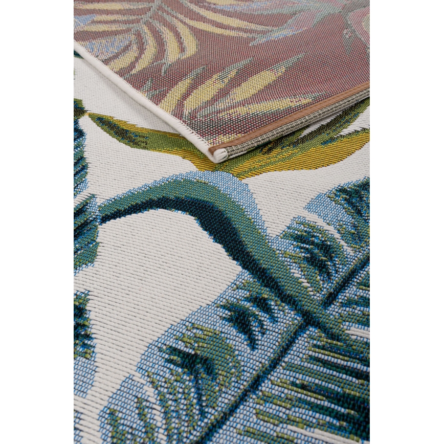 Tappeto da esterno CAPPUCCINO 120x180 cm turchese/motivo a foglie