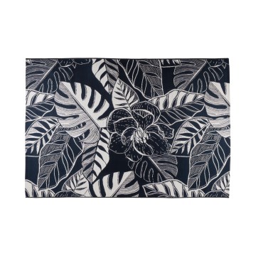Tappeto da esterno JUNGLE 160x220 cm nero/bianco, motivo a foglie