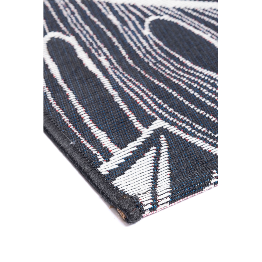Tappeto da esterno JUNGLE 160x220 cm nero/bianco, motivo a foglie