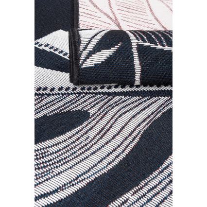 Tappeto da esterno JUNGLE 160x220 cm nero/bianco, motivo a foglie