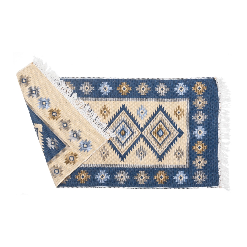 Tappeto orientale reversibile KILIM 80x150 cm blu/beige