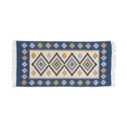 Tappeto orientale reversibile KILIM 80x150 cm blu/beige