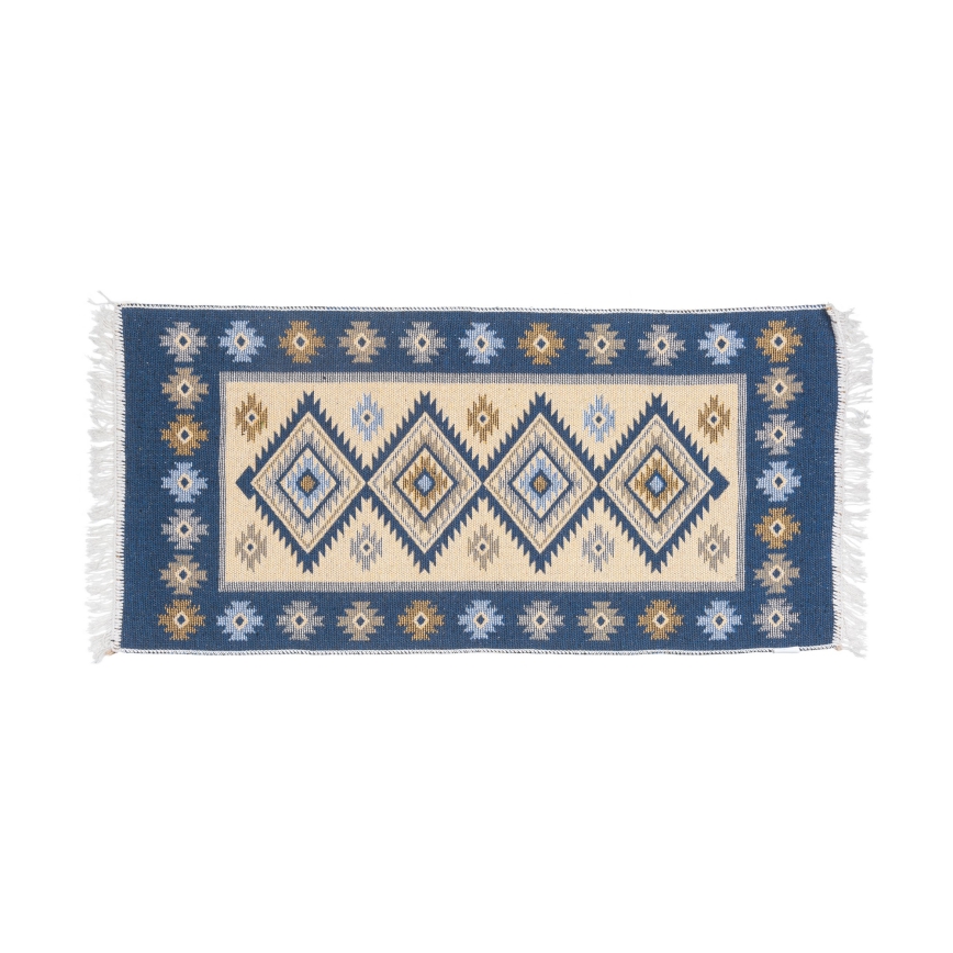 Tappeto orientale reversibile KILIM 80x150 cm blu/beige