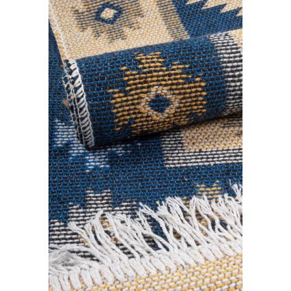 Tappeto orientale reversibile KILIM 80x150 cm blu/beige