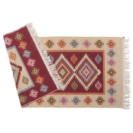 Tappeto orientale reversibile KILIM 80x150 cm, rosso/beige