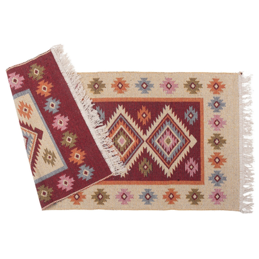 Tappeto orientale reversibile KILIM 80x150 cm, rosso/beige