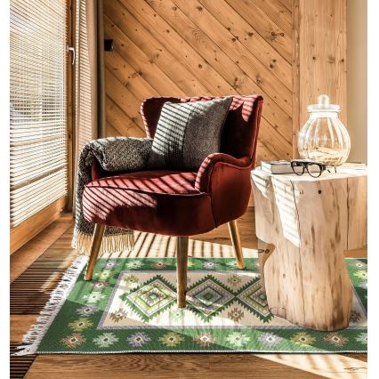 Tappeto orientale reversibile KILIM 80x150 cm verde/beige