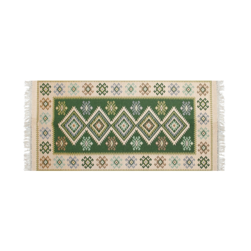Tappeto orientale reversibile KILIM 80x150 cm verde/beige