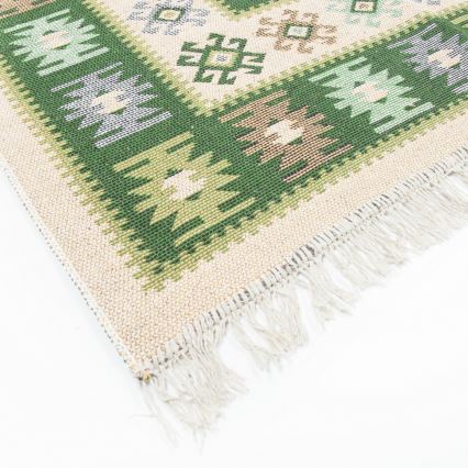 Tappeto orientale reversibile KILIM 80x150 cm verde/beige