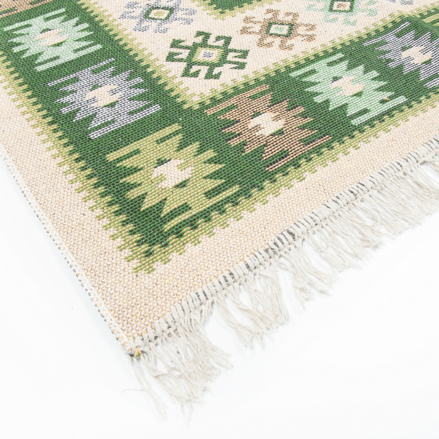 Tappeto orientale reversibile KILIM 80x150 cm verde/beige