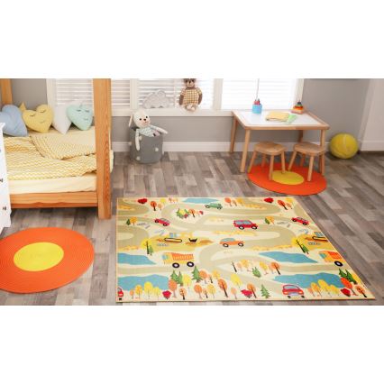 Tappeto per bambini STELLA STREETS 100x150 cm beige/stampa città