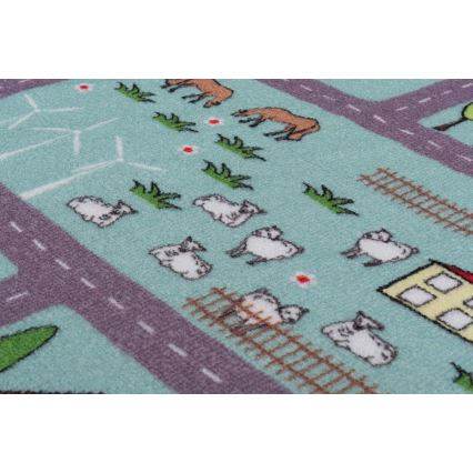 Tappeto per bambini STELLA STREETS 100x150 cm turchese/città