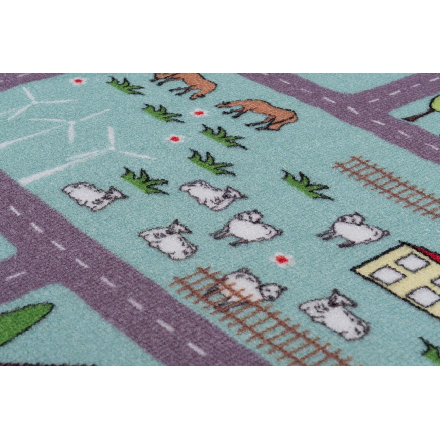 Tappeto per bambini STELLA STREETS 100x150 cm turchese/città