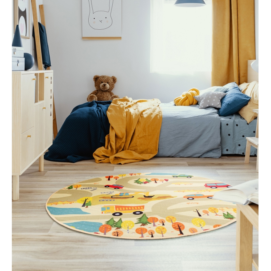 Tappeto per bambini STELLA STREETS 120 cm beige/città