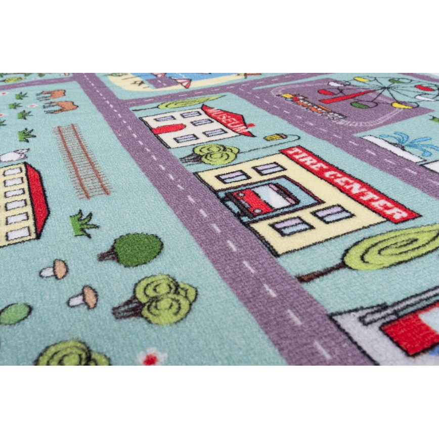 Tappeto per bambini STELLA STREETS 120x170 cm turchese/città