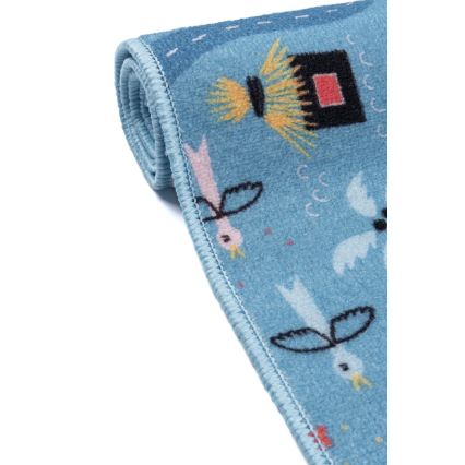Tappeto per bambini STELLA STREETS 80x100 cm blu/città