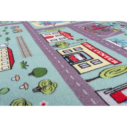 Tappeto per bambini STELLA STREETS 80x100 cm turchese/città
