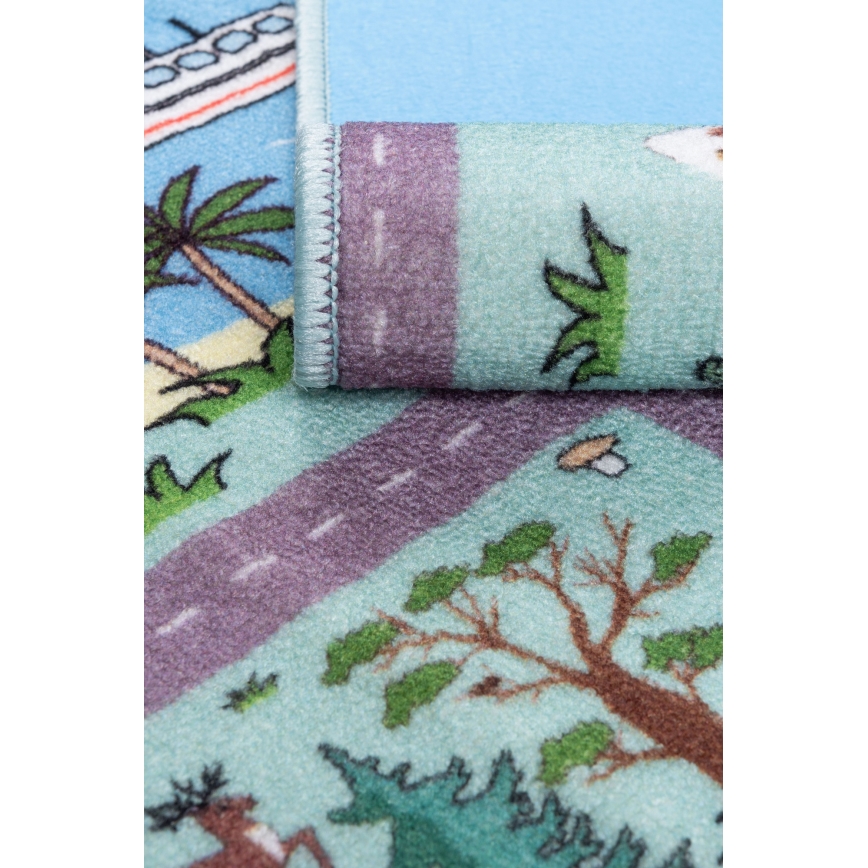 Tappeto per bambini STELLA STREETS 80x100 cm turchese/città