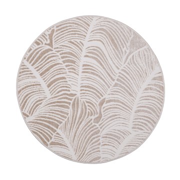 Tappeto rotondo SALAMANCA 100 cm beige/bianco/motivo a foglie