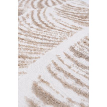 Tappeto rotondo SALAMANCA 100 cm beige/bianco/motivo a foglie