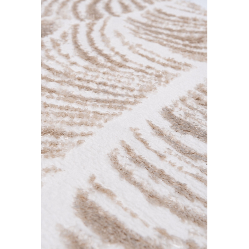 Tappeto rotondo SALAMANCA 100 cm beige/bianco/motivo a foglie