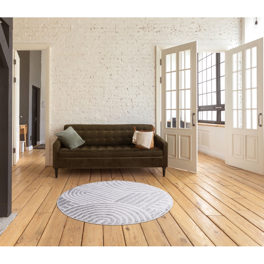 Tappeto rotondo SALAMANCA Ø 100 cm grigio/bianco