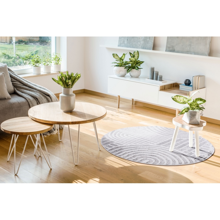 Tappeto rotondo SALAMANCA Ø 100 cm grigio/bianco