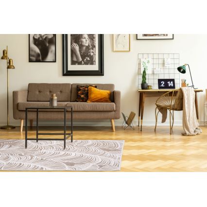 Tappeto SALAMANCA 67x120 cm beige/bianco motivo a foglie