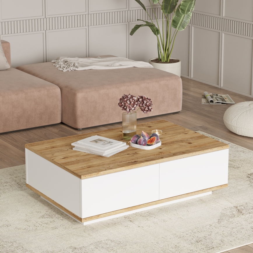 Tavolino 28,6x90 cm pino atlantic/bianco