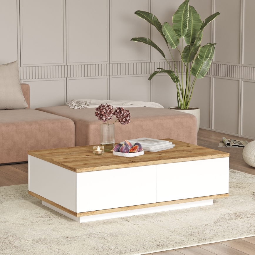 Tavolino 28,6x90 cm pino atlantic/bianco