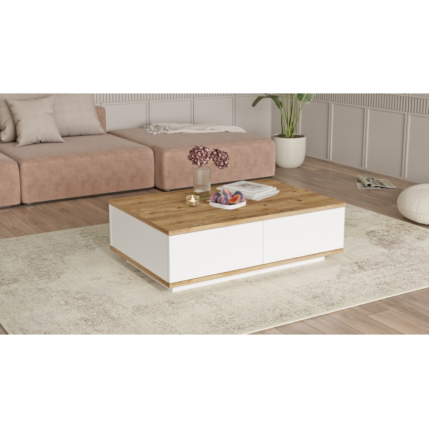 Tavolino 28,6x90 cm pino atlantic/bianco