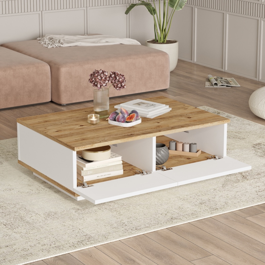 Tavolino 28,6x90 cm pino atlantic/bianco