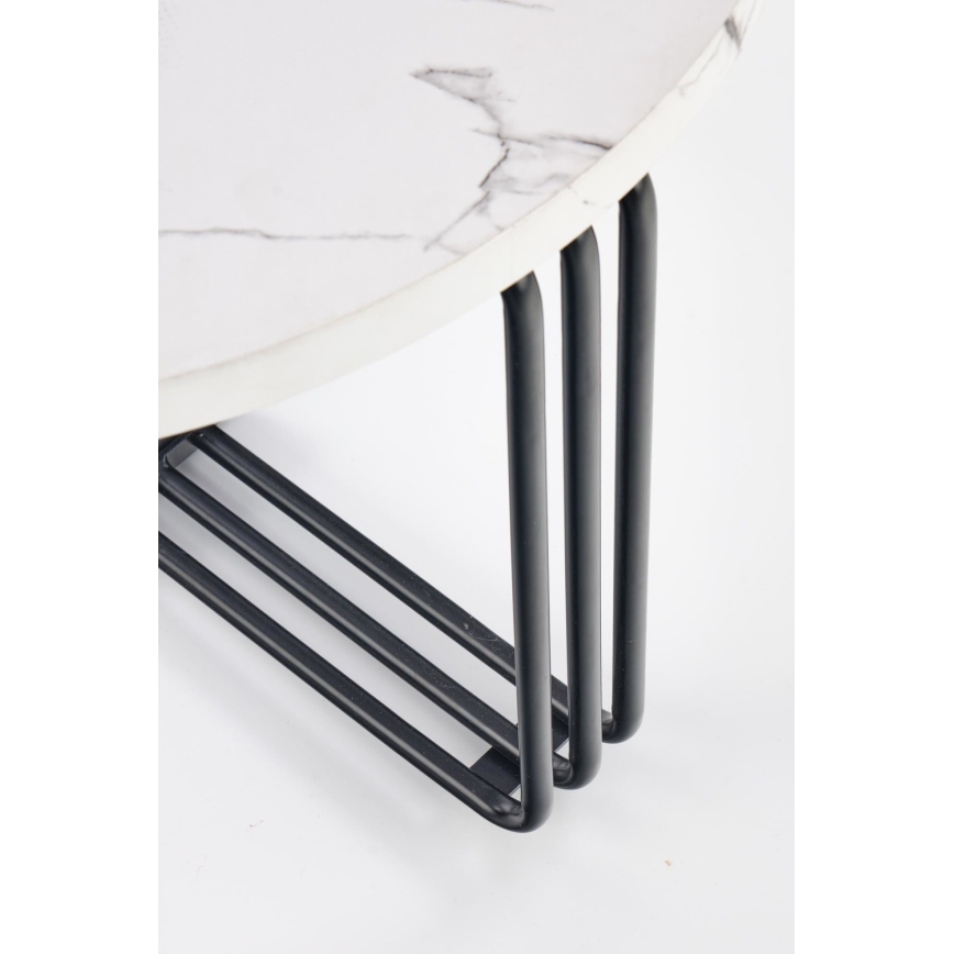 Tavolino ANTICA 41x55 cm nero/marmor decor
