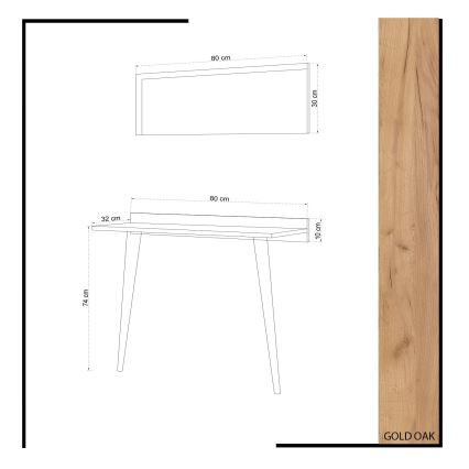 Tavolino BANAVENTO 84x80 cm +specchio da parete 30x80 cm beige