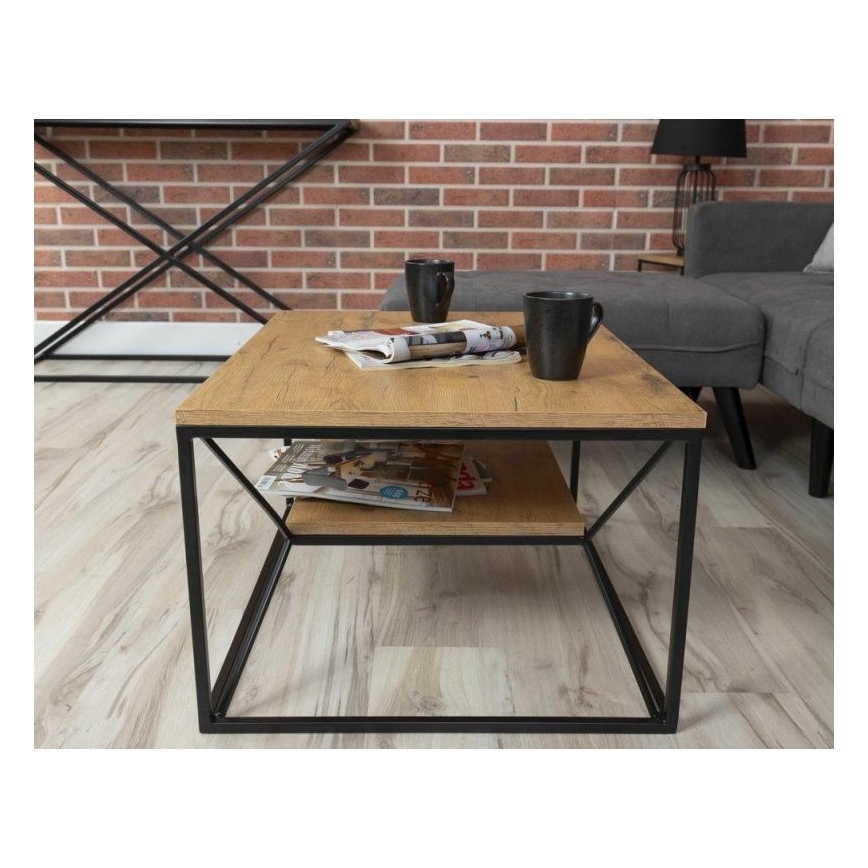 Tavolino basso BASICLOFT 40x80 cm nero/marrone