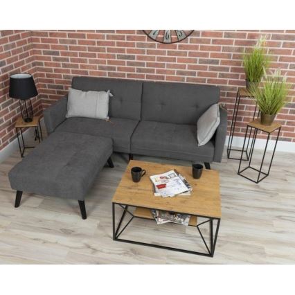 Tavolino basso BASICLOFT 40x80 cm nero/marrone