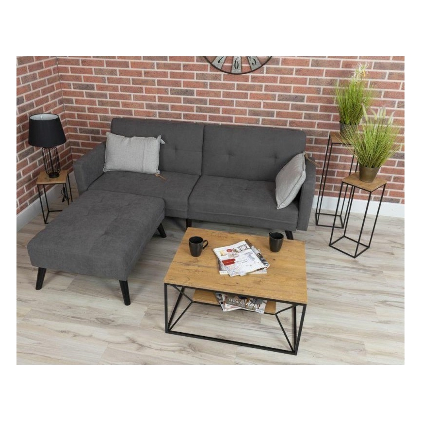 Tavolino basso BASICLOFT 40x80 cm nero/marrone