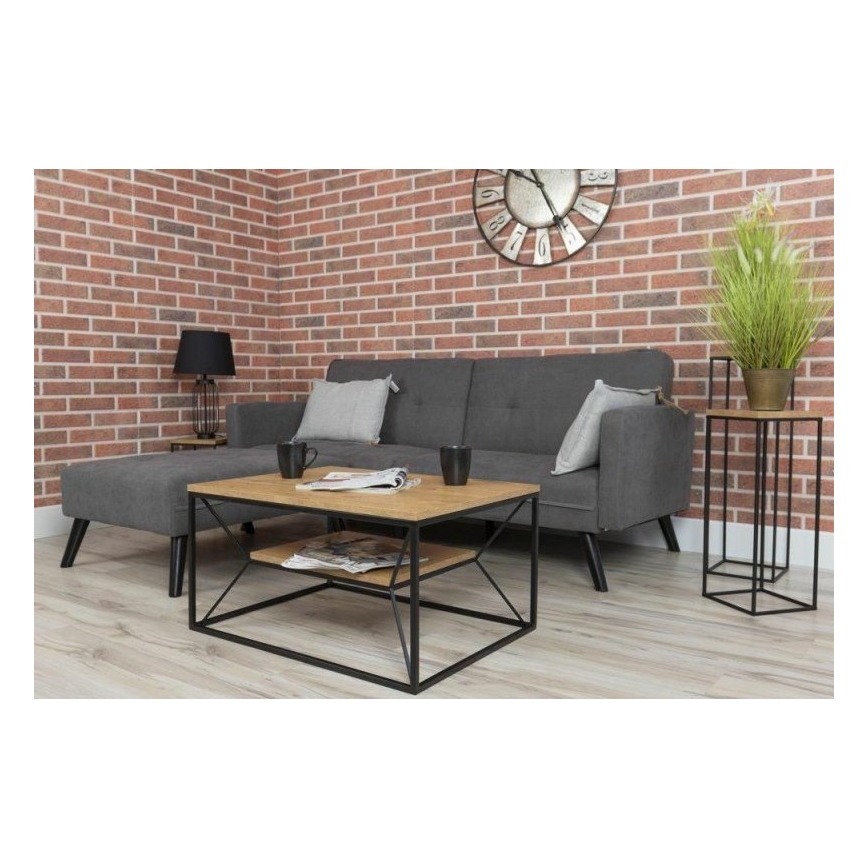 Tavolino basso BASICLOFT 40x80 cm nero/marrone