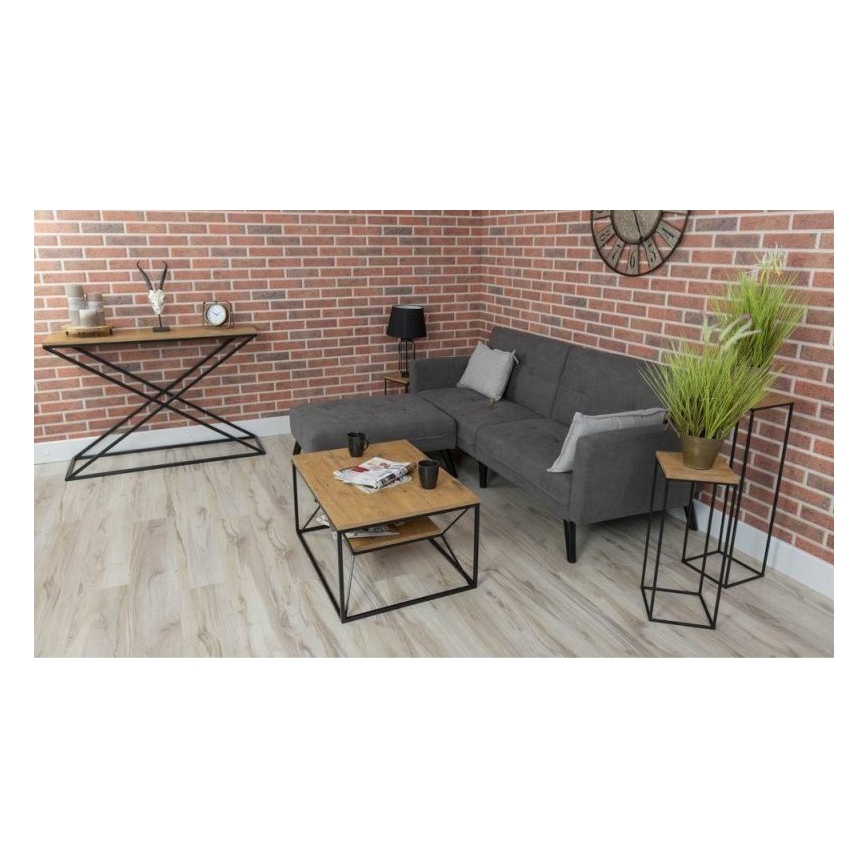 Tavolino basso BASICLOFT 40x80 cm nero/marrone