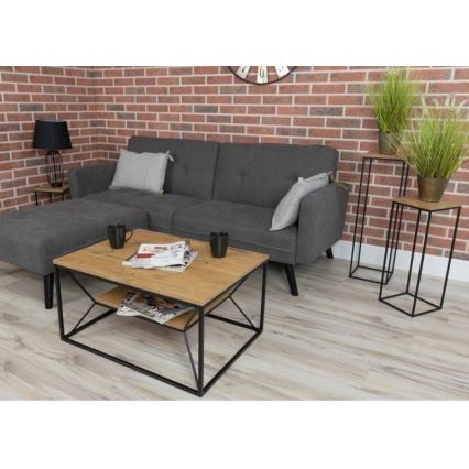 Tavolino basso BASICLOFT 40x80 cm nero/marrone