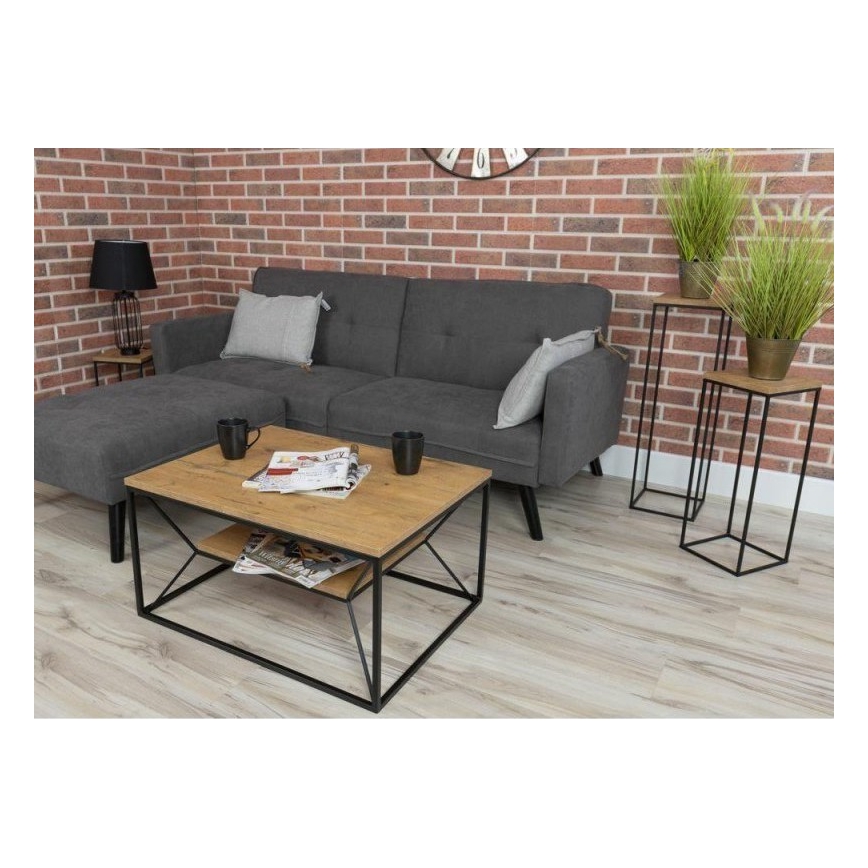 Tavolino basso BASICLOFT 40x80 cm nero/marrone