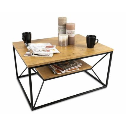 Tavolino basso BASICLOFT 40x80 cm nero/marrone