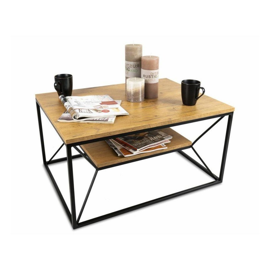 Tavolino basso BASICLOFT 40x80 cm nero/marrone