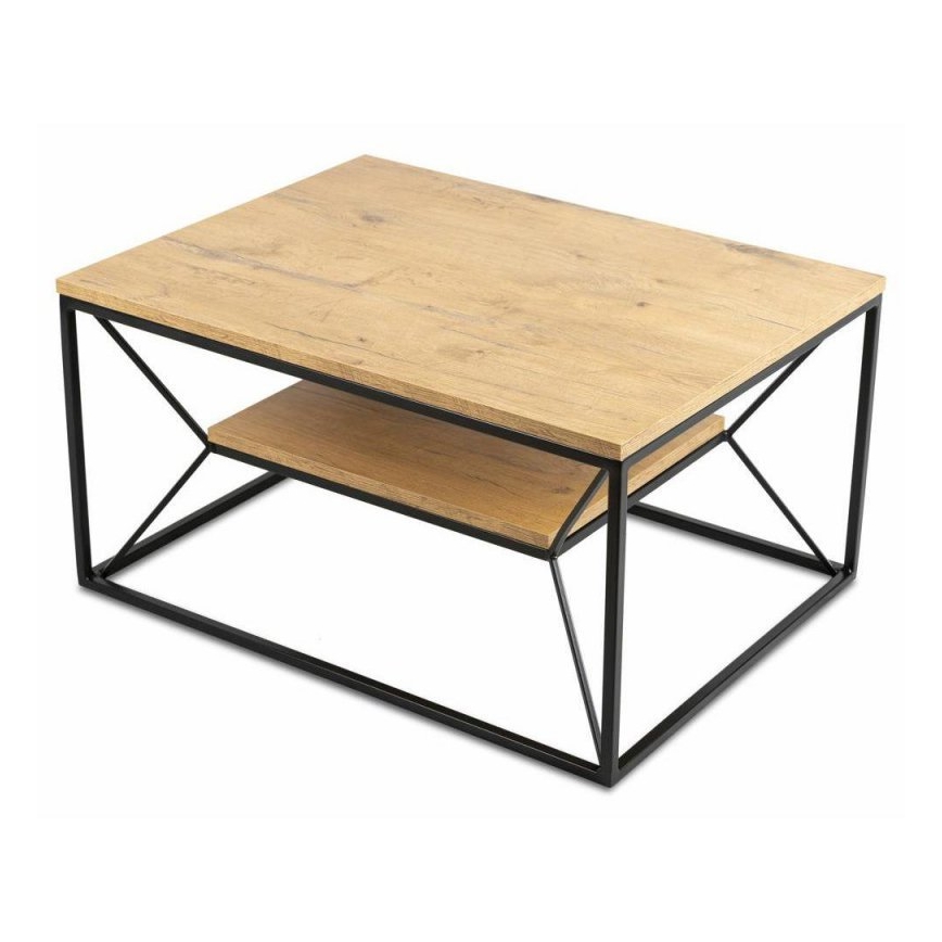 Tavolino basso BASICLOFT 40x80 cm nero/marrone