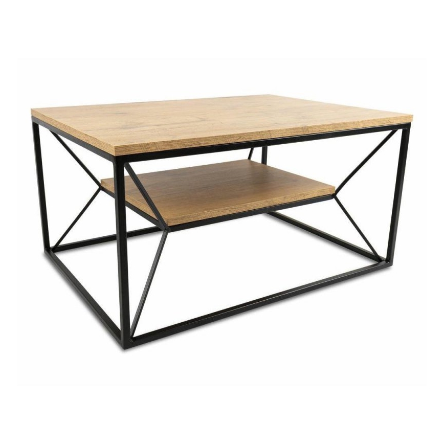 Tavolino basso BASICLOFT 40x80 cm nero/marrone