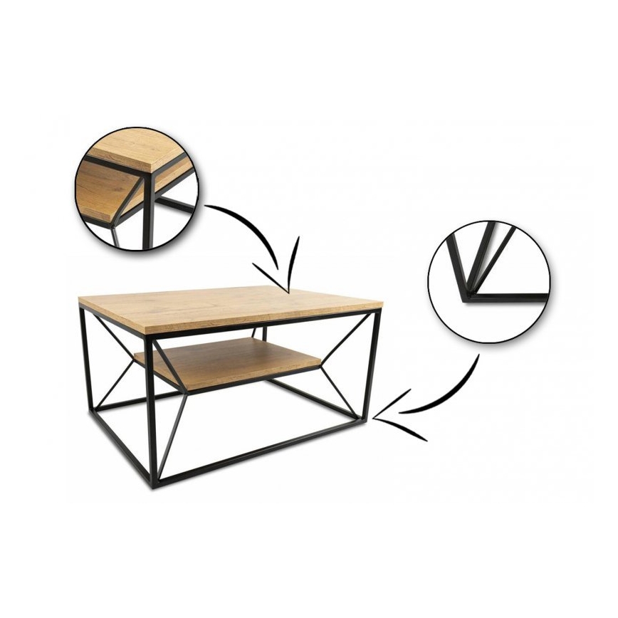 Tavolino basso BASICLOFT 40x80 cm nero/marrone