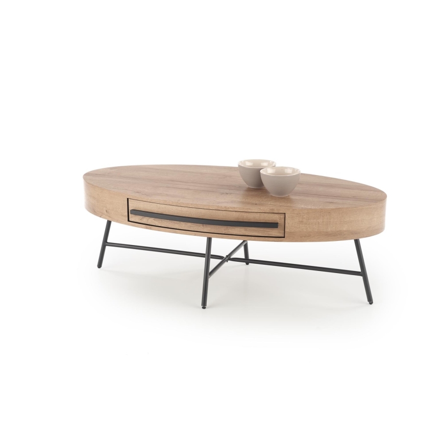 Tavolino con cassetto CAROLINA 41x120 cm oro quercia/nero