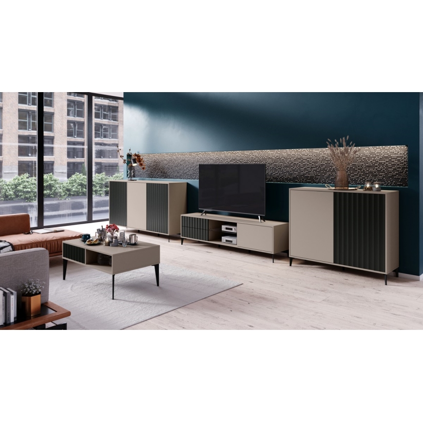 Tavolino con cassetto RONJA taupe/nero