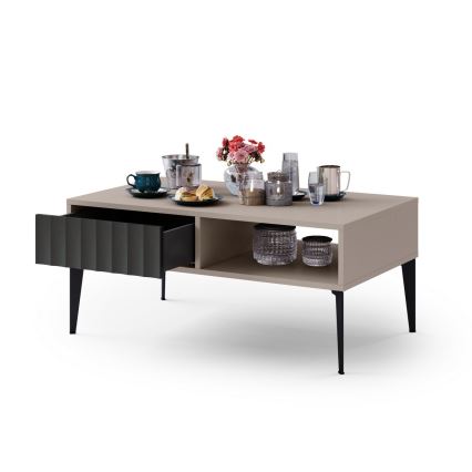 Tavolino con cassetto RONJA taupe/nero