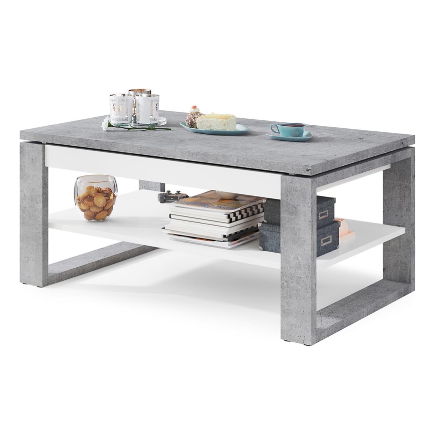 Tavolino con piano sollevabile e ripiano NEA grigio/bianco